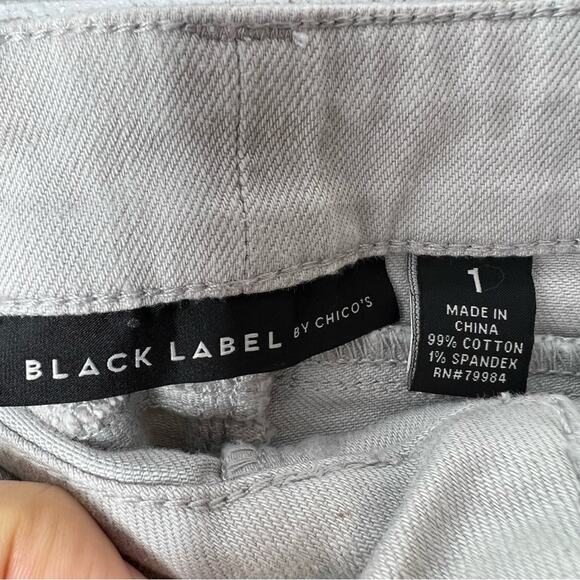 Black Label by Chico's Coated Canvas Denim Slim Straight Jeans Womens size 8 (1) - Picture 4 of 5